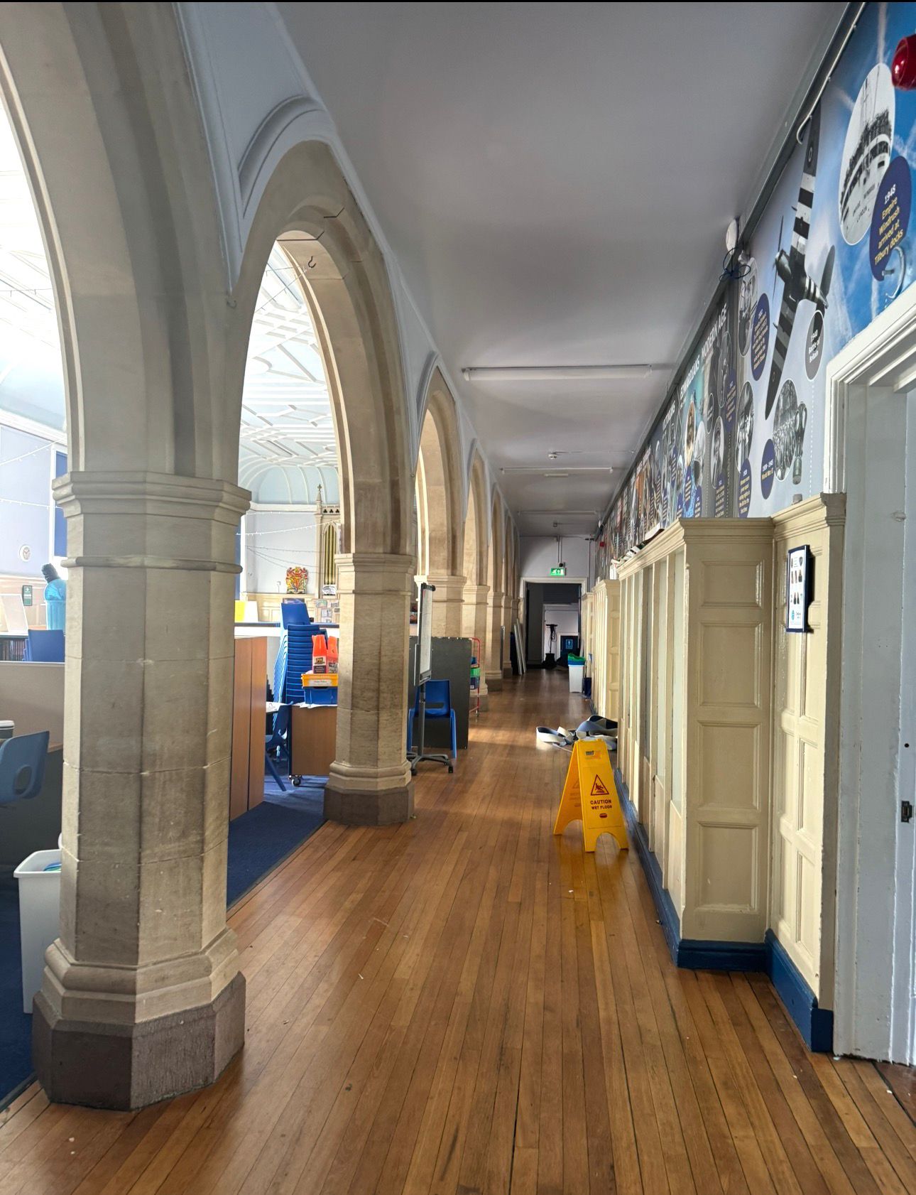 Repainted arched commercial corridor in Blaby